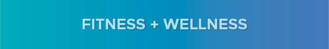 newsletter graphic with the words Fitness and wellness on a teal background